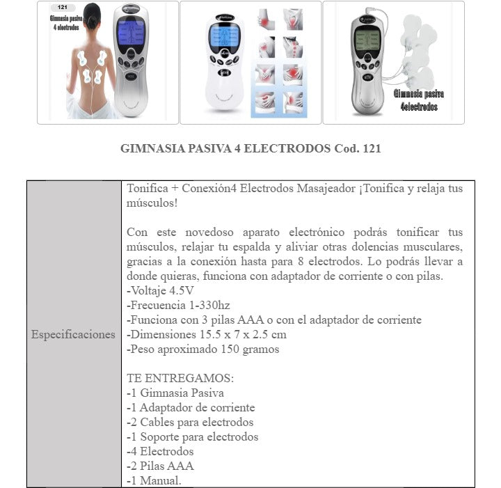 Gimnasia Pasiva 4 electrodos