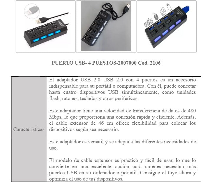 PUERTO USB- 4 PUESTOS-2007000