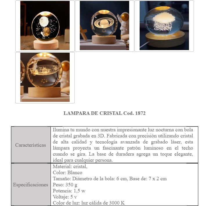 Lámpara de cristal bola