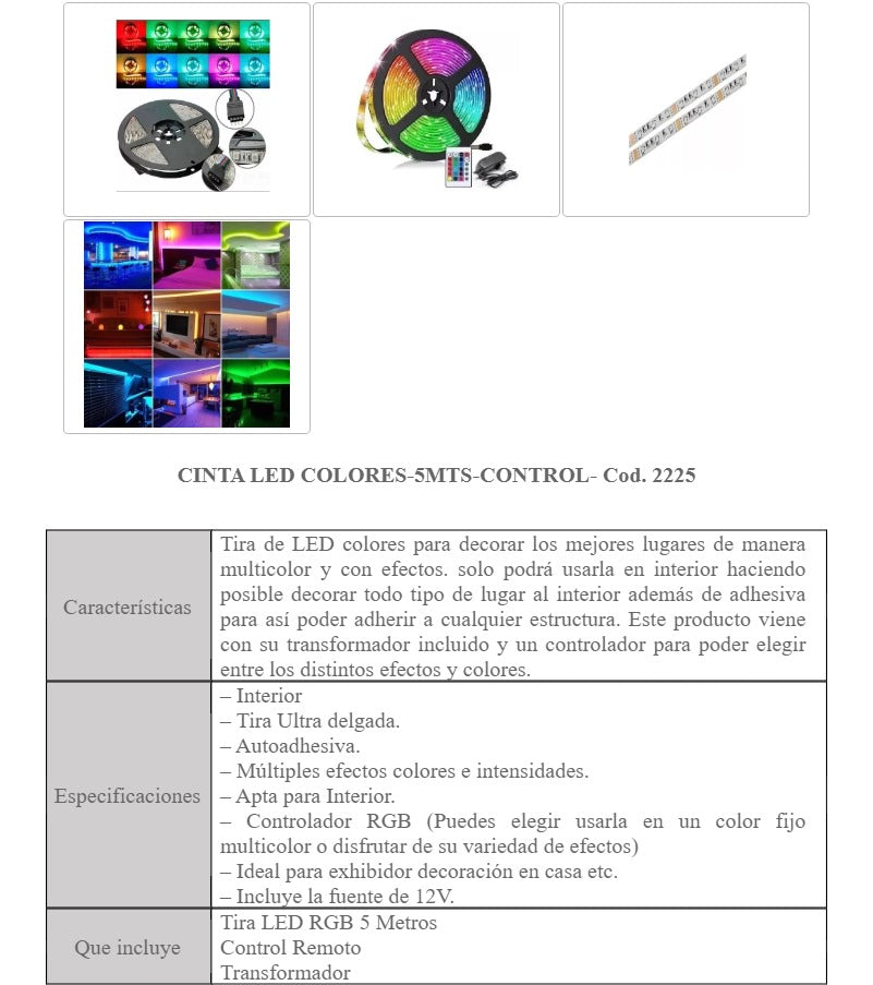 CINTA LED COLORES-5MTS-CONTROL